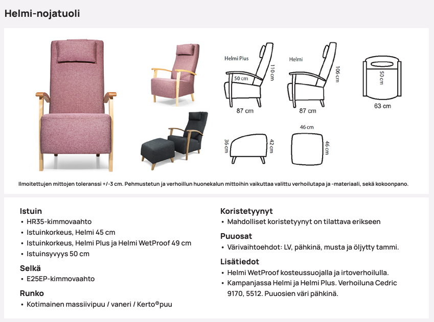 Helmi Plus nojatuoli, useita värejä - Image 7