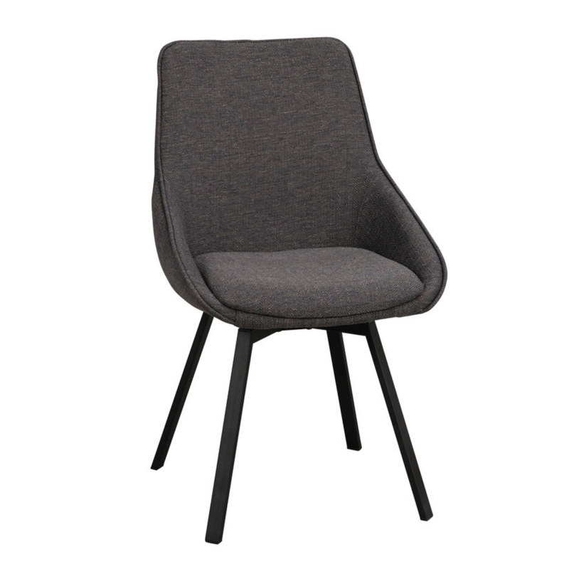 Rowico Alison ruokatuoli, harmaa/ mustat metallijalat