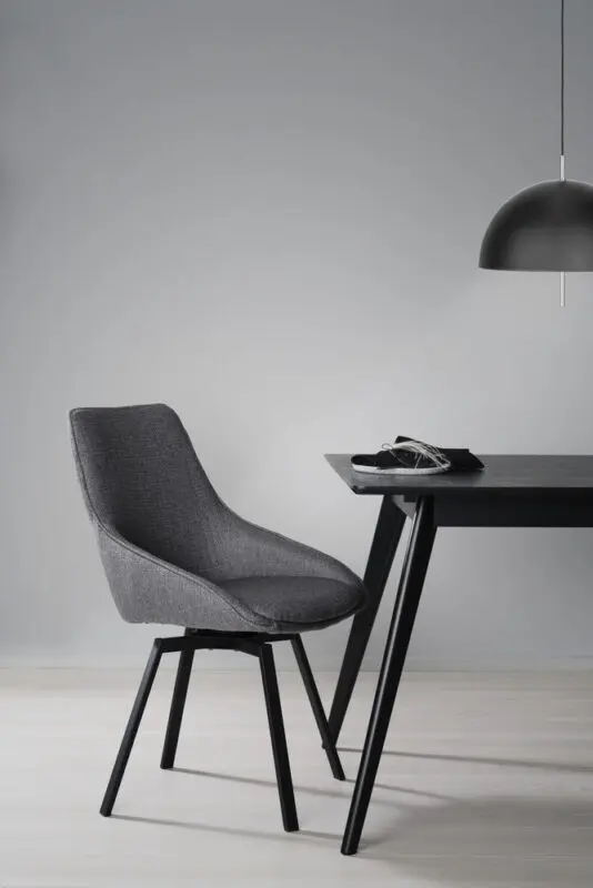 Rowico Alison ruokatuoli, harmaa/ mustat metallijalat - Image 7