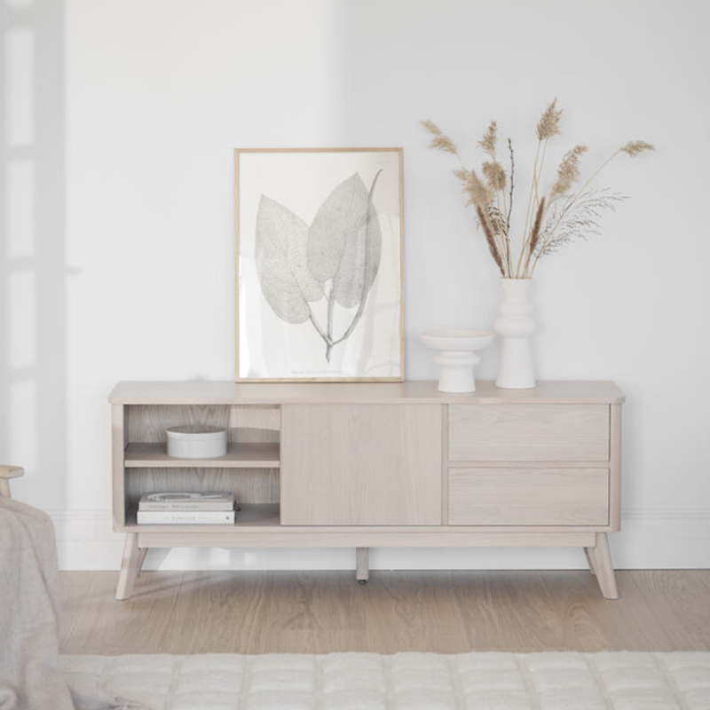 Rowico Yumi TV-taso 152cm, valkopestytammi