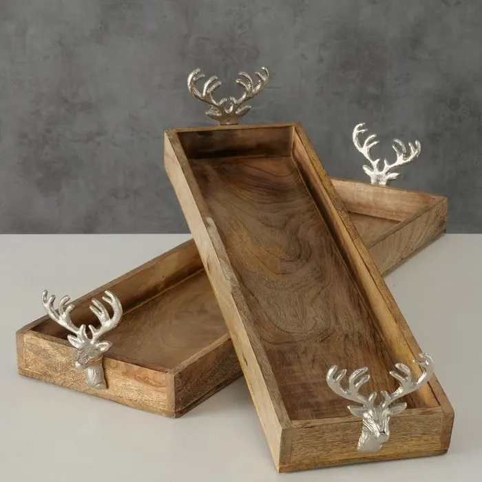 Trebel tarjotin hopea peuranpää/mangopuu 18x59cm