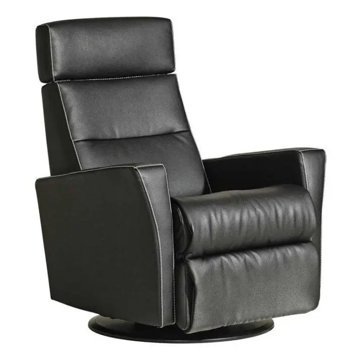 Mango recliner kahvalla musta nahka/kn