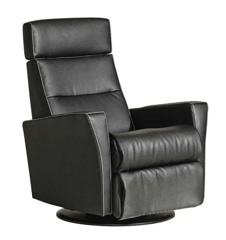 Mango recliner kahvalla musta nahka/kn