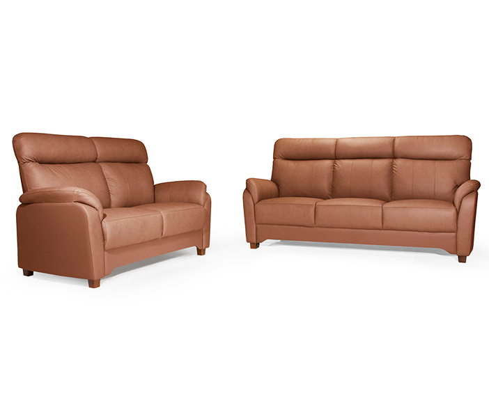 Flamingo 3+2 nahkasohvakalusto, konjakinruskea