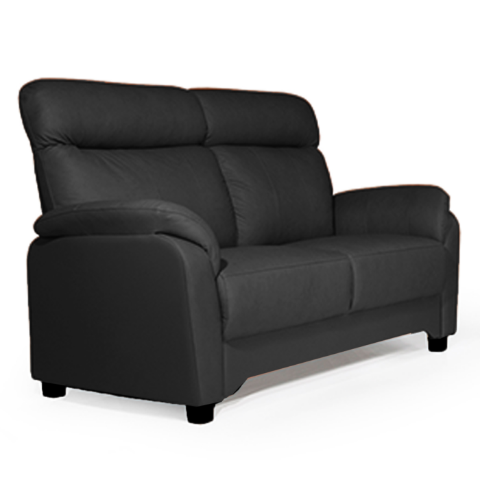 Flamingo 2-istuttava nahkasohva, musta