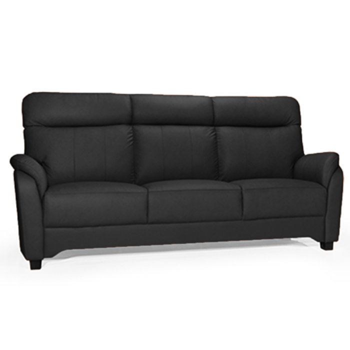 Flamingo 3-istuttava nahkasohva, musta