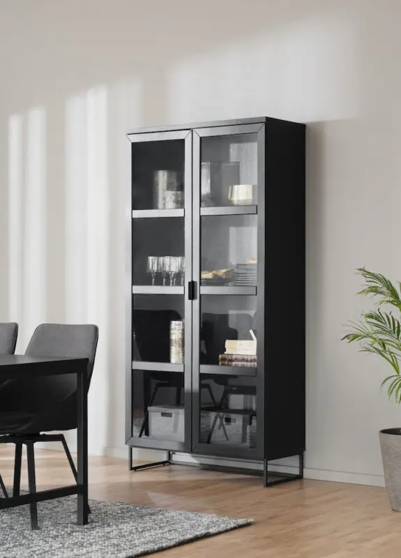 Rowico Everett vitriini, musta tammi - Image 7