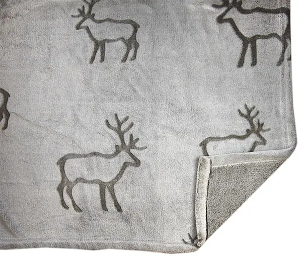 Poro fleecehuopa harmaa/valkoinen 130x160cm