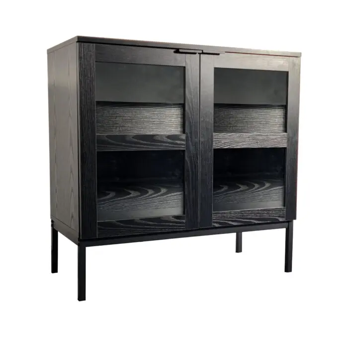 Siera lasiovikaappi matala musta