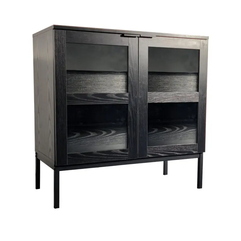 Siera lasiovikaappi matala musta