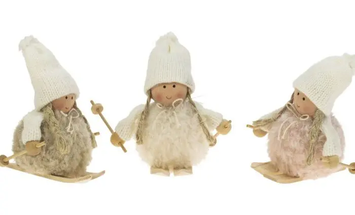 Hiihtäjätonttu 8 cm vaaleanpunainen