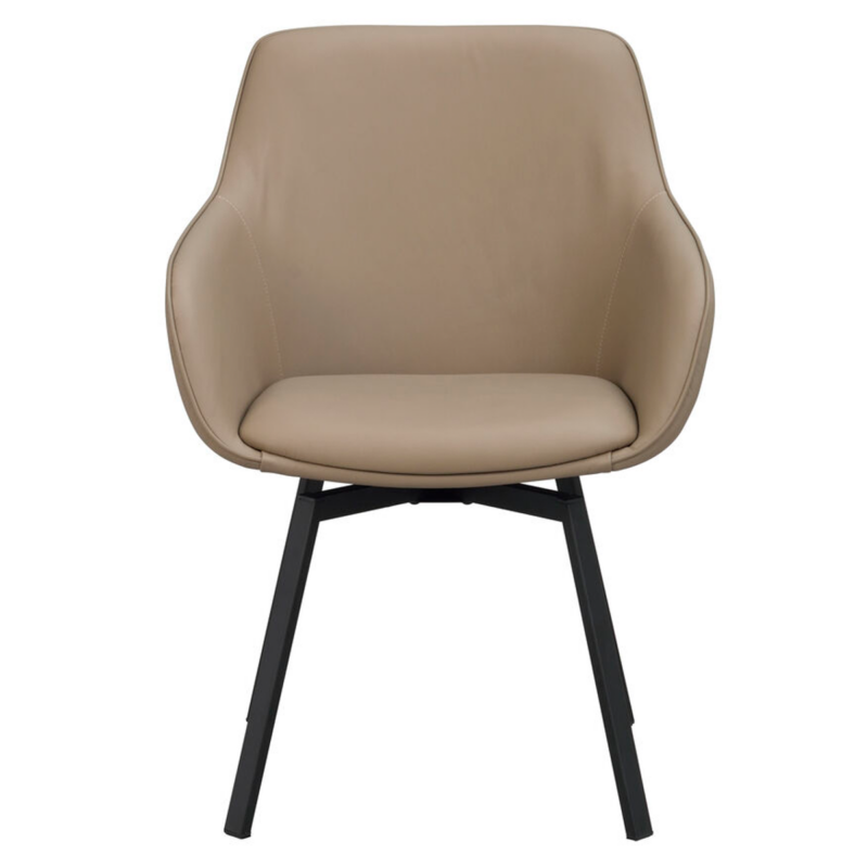 Rowico Alison käsinojallinen tuoli beige nahka/mustat metallijalat