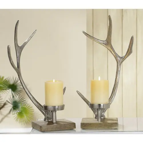 Kynttilänjalka sarvet puu/alumiini