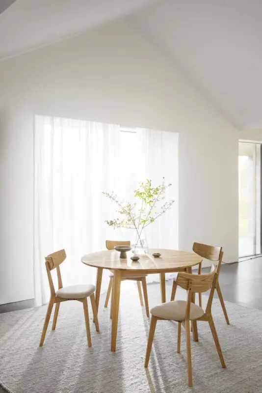 Rowico Ami ruokatuoli, tammi/ beige-harmaa kangas - Image 12