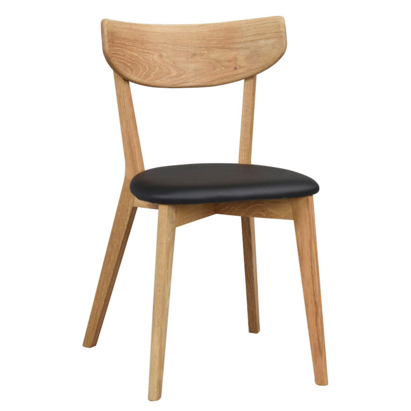 Rowico Ami ruokatuoli, tammi/ musta keinonahka