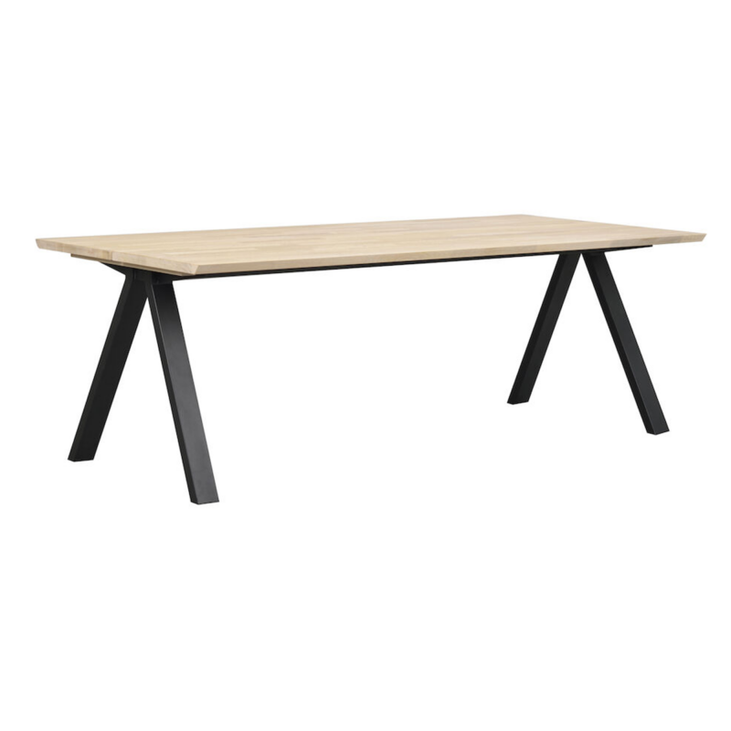 Rowico Carradale ruokapöytä 100x220cm, valkopestytammi V-jalalla