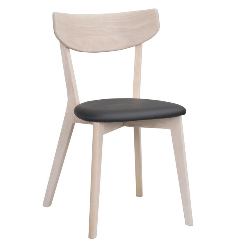 Rowico Ami ruokatuoli, valkovahattu tammi/ musta keinonahka