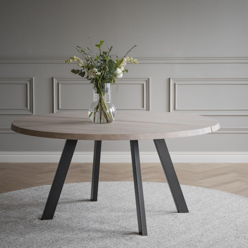 Rowico Fred ruokapöytä Ø160cm, valkopesty tammi