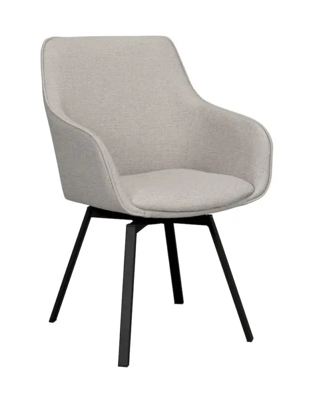 Rowico Alison käsinojallinen tuoli beige/ mustat metallijalat - Image 3