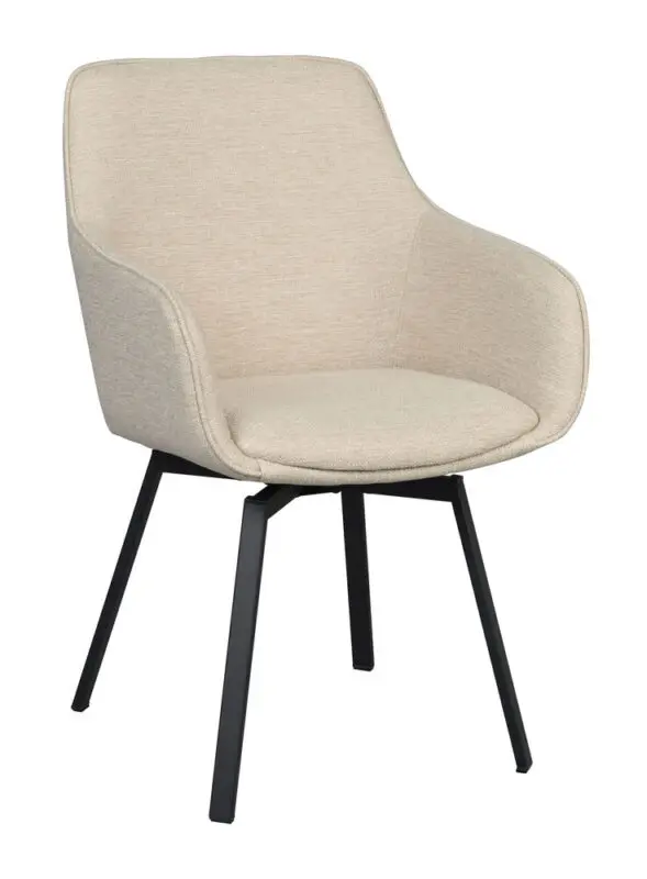 Rowico Alison käsinojallinen tuoli vaaleabeige/ mustat metallijalat - Image 3