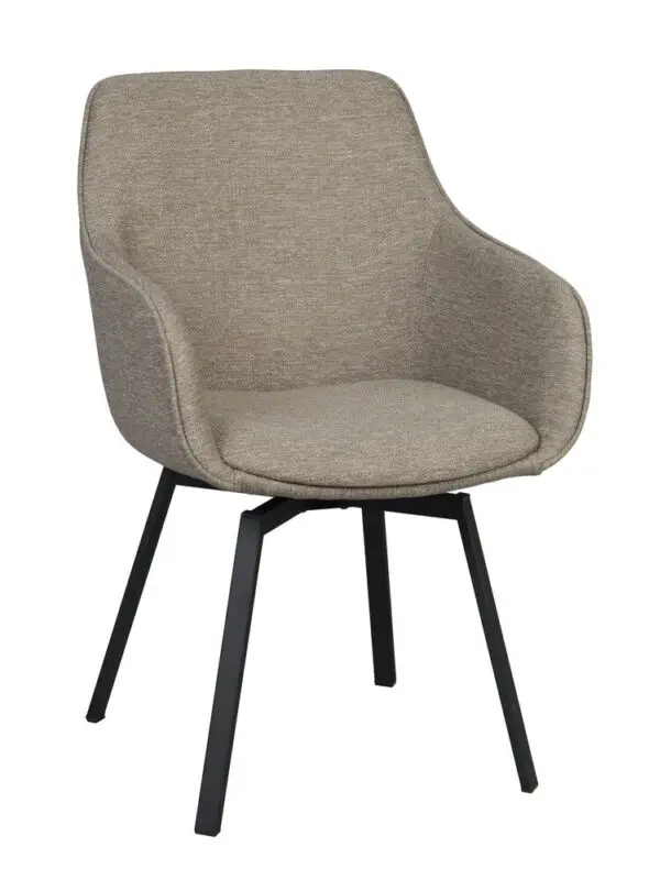 Rowico Alison käsinojallinen tuoli tummabeige/ mustat metallijalat - Image 3