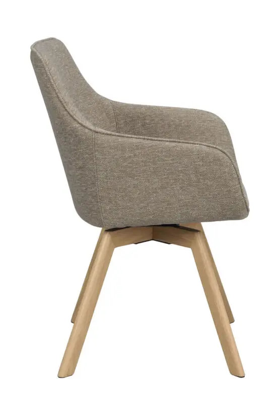 Rowico Alison käsinojallinen tuoli tummabeige kangas/ tammijalat - Image 6