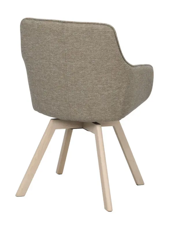 Rowico Alison käsinojallinen tuoli tummabeige kangas/ valkopestytammi - Image 7