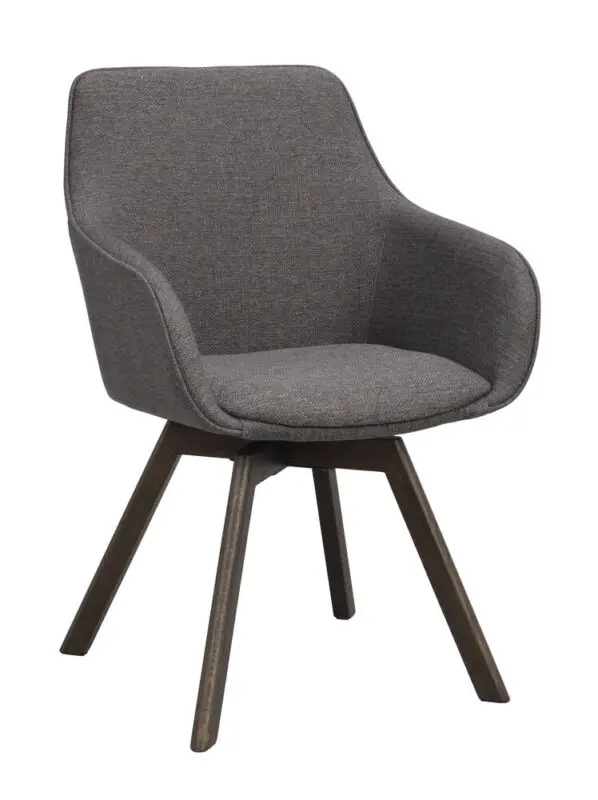 Rowico Alison käsinojallinen tuoli harmaa kangas/ ruskeat puujalat - Image 5