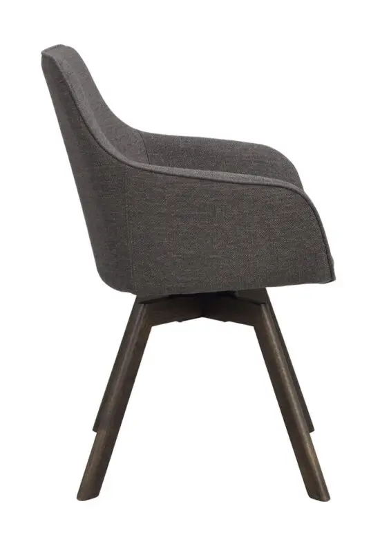 Rowico Alison käsinojallinen tuoli harmaa kangas/ ruskeat puujalat - Image 4