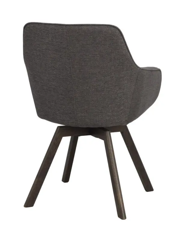 Rowico Alison käsinojallinen tuoli harmaa kangas/ ruskeat puujalat - Image 3