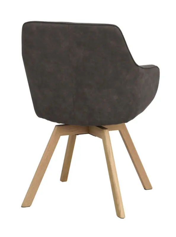 Rowico Alison ruokatuoli harmaa tekstiilinahka/ tammijalat - Image 5