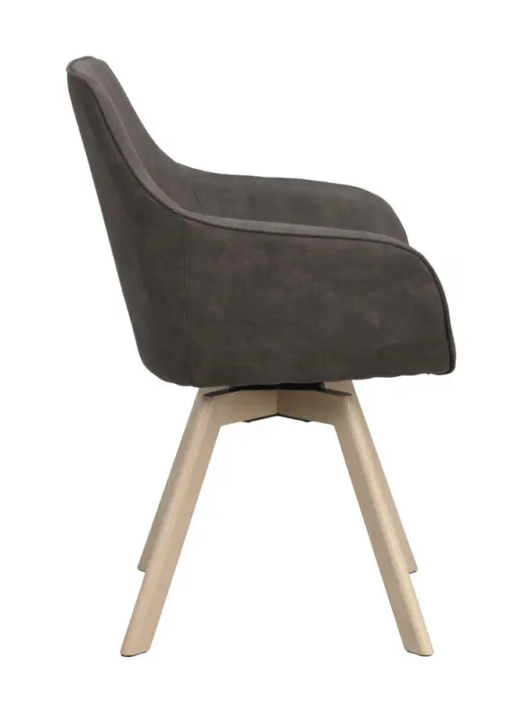 Rowico Alison ruokatuoli harmaa tekstiilinahka/ valkopestyt tammijalat - Image 5