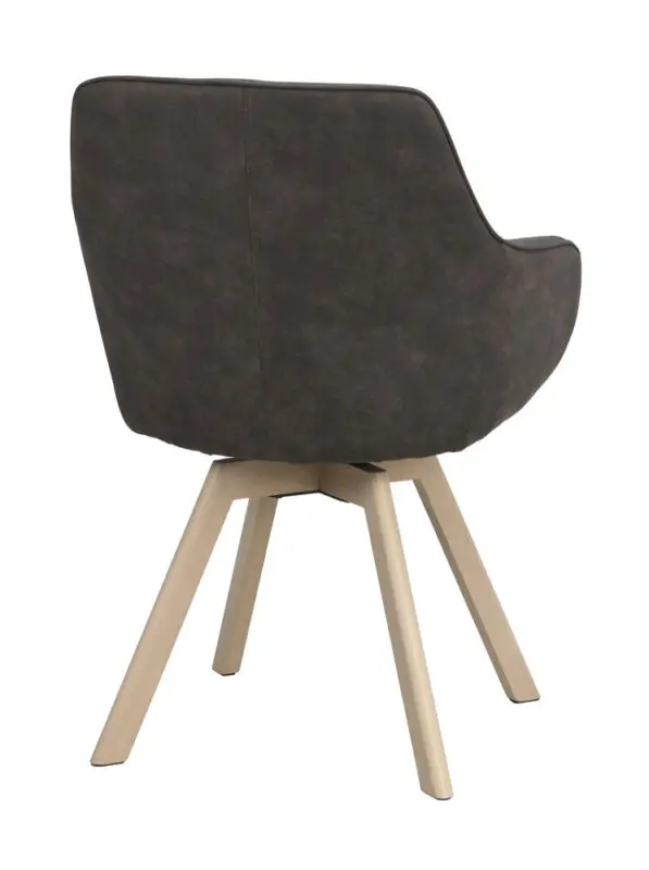 Rowico Alison ruokatuoli harmaa tekstiilinahka/ valkopestyt tammijalat - Image 6