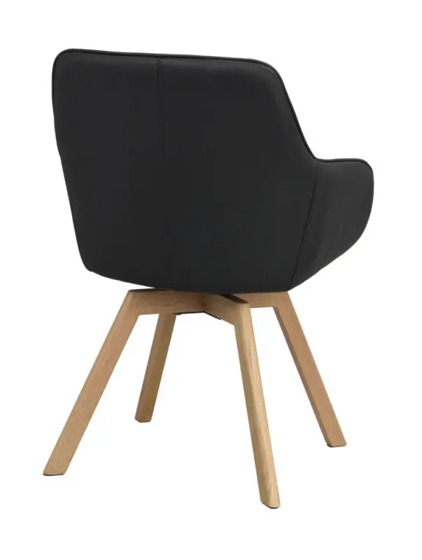Rowico Alison käsinojallinen tuoli musta nahka/ tammijalat - Image 5