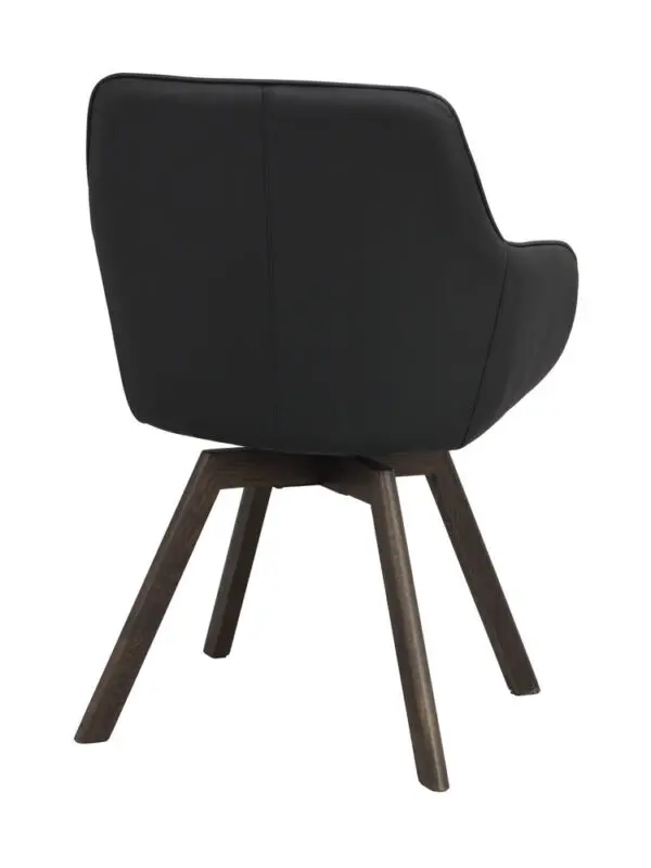 Rowico Alison käsinojallinen tuoli musta nahka/ ruskeat puujalat - Image 5