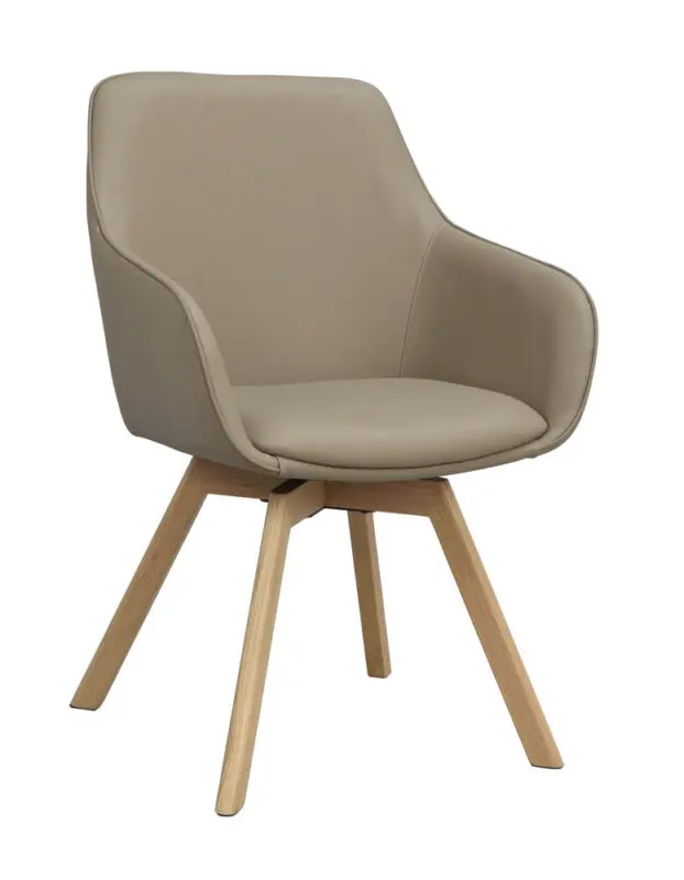 Rowico Alison käsinojallinen tuoli beigenahka, tammijalat - Image 4