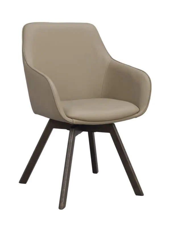 Rowico Alison käsinojallinen tuoli beigenahka, ruskeat puujalat - Image 3