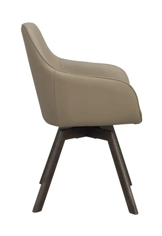 Rowico Alison käsinojallinen tuoli beigenahka, ruskeat puujalat - Image 4