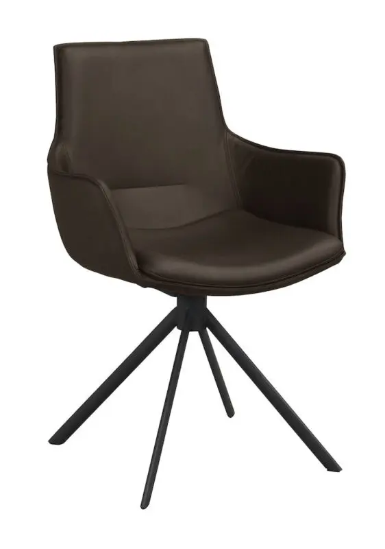 Rowico Lowell pyörivä käsinojatuoli, ruskea nahka - Image 6