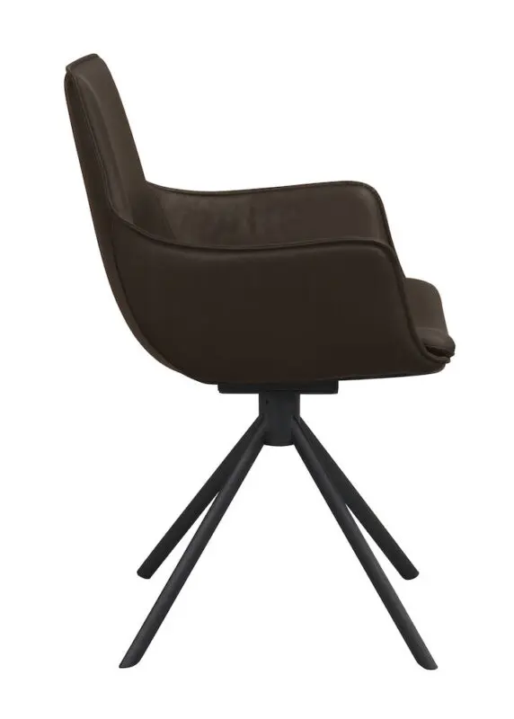 Rowico Lowell pyörivä käsinojatuoli, ruskea nahka - Image 5