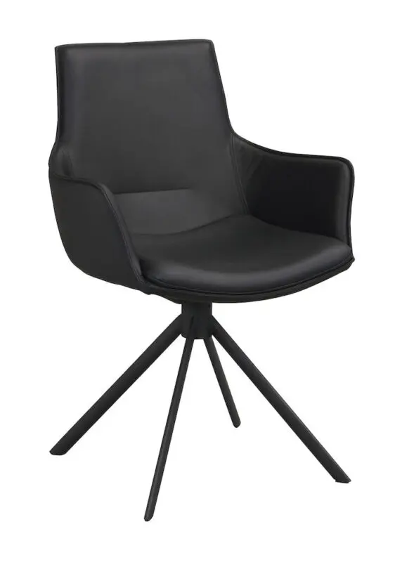 Rowico Lowell pyörivä käsinojatuoli, musta nahka - Image 8