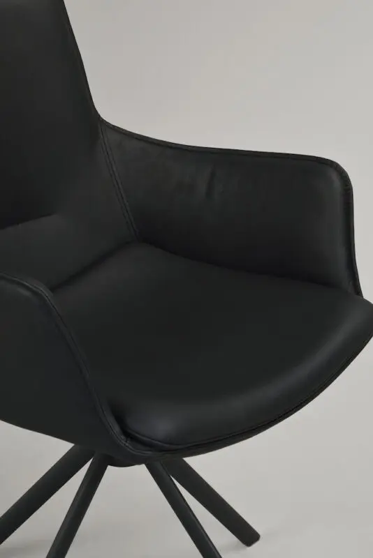 Rowico Lowell pyörivä käsinojatuoli, musta nahka - Image 6