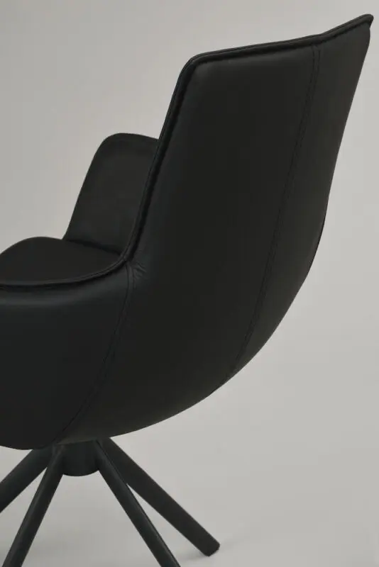 Rowico Lowell pyörivä käsinojatuoli, musta nahka - Image 4
