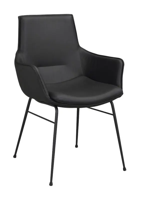 Rowico Lowell ruokailutuoli käsinojilla, musta nahka - Image 10