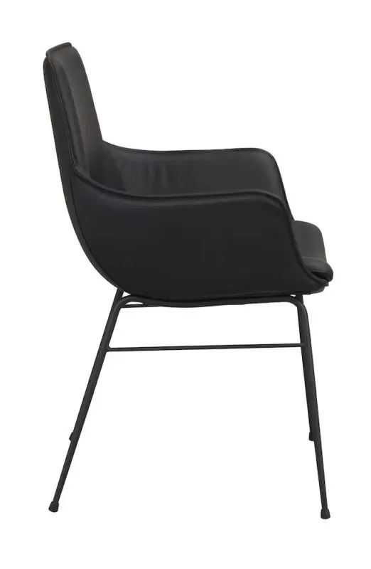 Rowico Lowell ruokailutuoli käsinojilla, musta nahka - Image 9