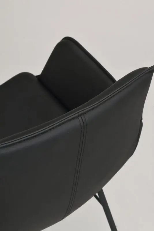 Rowico Lowell ruokailutuoli käsinojilla, musta nahka - Image 6