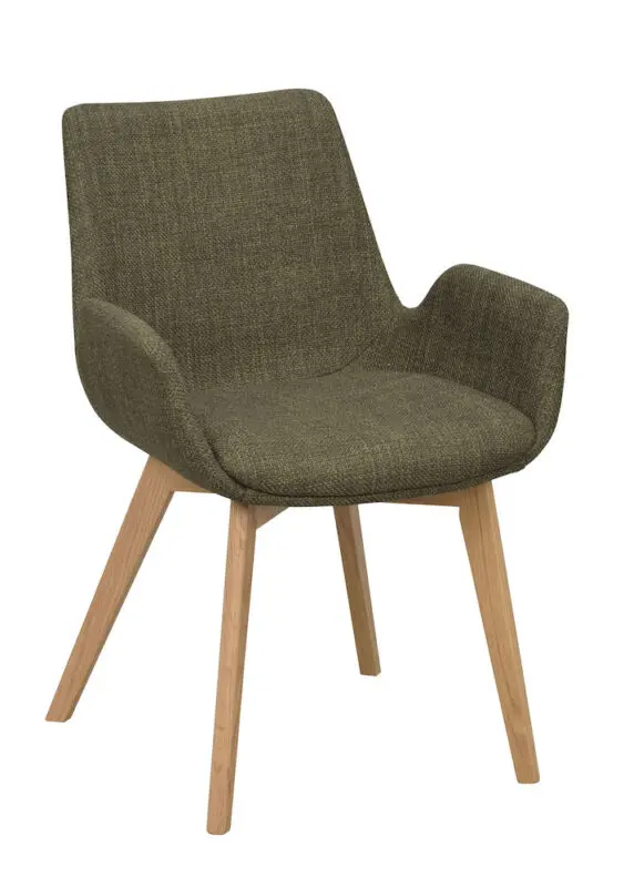 Rowico Drimsdale käsinojallinen ruokailutuoli, vihreä/ tammi - Image 6