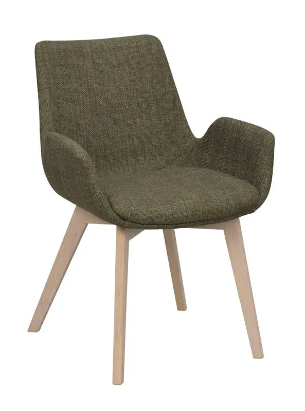 Rowico Drimsdale käsinojallinen ruokailutuoli, vihreä/ valkopesty tammi - Image 6