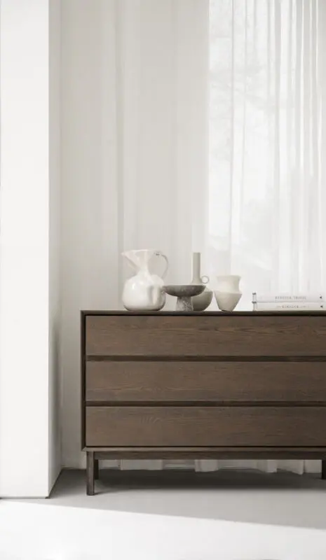 Rowico Mackay lipasto 3-laatikkoa leveä, ruskea tammi - Image 8