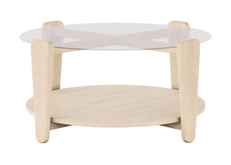 Rowico Arran sohvapöytä Ø93cm valkopestytammi/lasikansi - Image 8